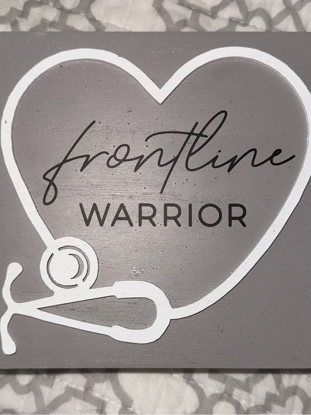 Frontline Warrior Gray & White Heart Wall Decor